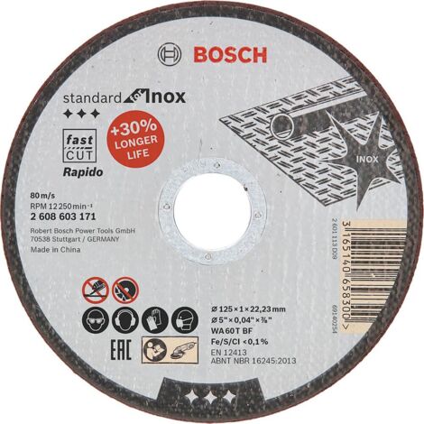 Disco di taglio dritto 125 mm 1 pz Acciaio Acciaio inox Bosch Accessories WA 60 T BF 2608603171