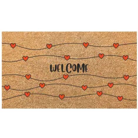 Zerbino in cocco 40x70 cm con fondo in PVC - Welcome Rosso