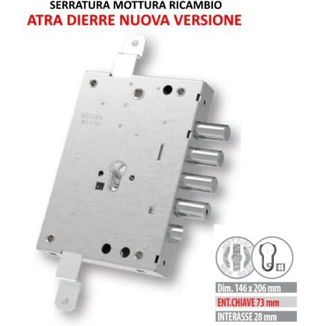 Serratura di Ricambio Mottura Dierre Triplice Sicura 73 mm per Entrata, Serie 82, Nuova Linea 892571W87Q