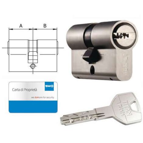 Cilindro ottone Dom T200 Simultaneo 2chiavi 6perni Bumping/Picking/Antitrapano 5chiavi punzonate 1chiave con Personal Card [T200-NG55555CH1C]