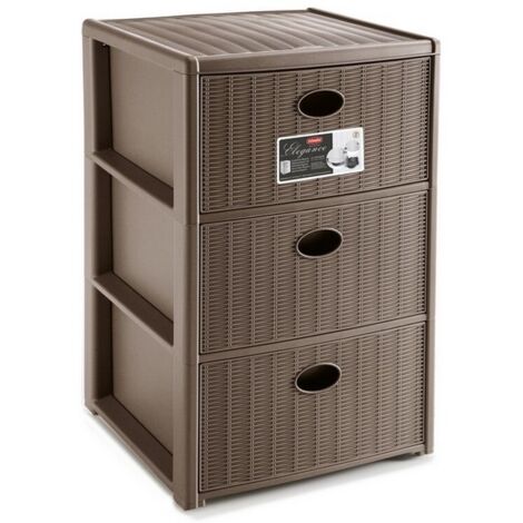 Cassettiera Tortora con 3 Cassetti in Plastica con Ruote Mobile da Interno