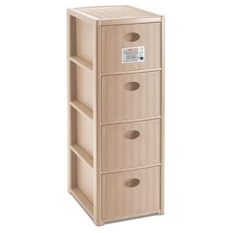 Cassettiera 4 Cassetti Elegance 40x40x80cm - Blu Navy, Rattan, Made In Italy - Foto 4