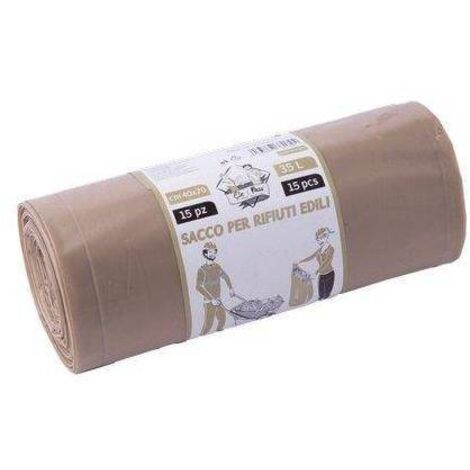 15 Sacchi per rifiuti edili ambra 40 x 70 cm