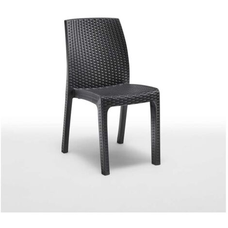 BICA Sedia da Giardino Verona Effetto Rattan Antracite - Elegante e Resistente - Design Moderno per Esterni - 49 x 53,5 x 45,5 cm