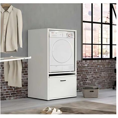 CTF Mobile Lavanderia Bianco con Cassettone e Ripiano 70x64x146 cm
