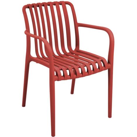 Domo Mea Sedia da giardino Breeze Rossa con braccioli in Polipropilene