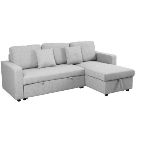 Domo Mea Divano letto angolare Aura per soggiorno in Tessuto Grigio
