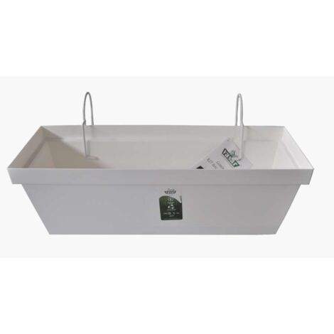 Balconiera Bianca Colorado con Sottovaso e Ganci Grippo - 50x18x17cm