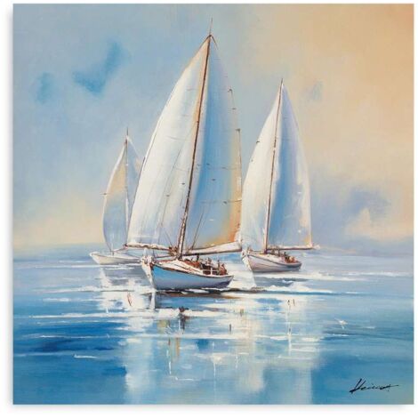 Domo Mea Dipinto Decorativo su Tela - Barca a Vela - 30 x 30 cm