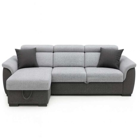 Divano Angolare Tony Grigio 3 Posti con Penisola Contenitore 226x175 cm