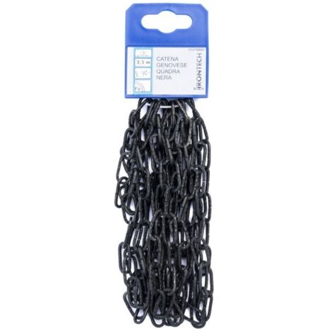 Catena genovese pretagliata maglia quadra Diam. 2 mm. in acciaio nero 2,5 mt.