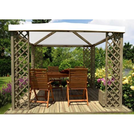Pergola Gazebo Impregnata 300x300 cm con copertura pvc