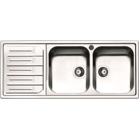 Lavello Cucina 2 Vasche 116x50 cm in Acciaio Inox Apell Melodia Gocciolatoio Sinistro