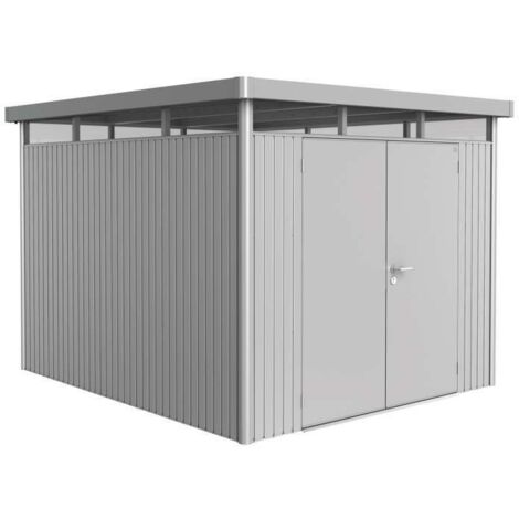 Casetta da Giardino in Metallo HIGHLINE 5 con Porta a Due Battenti Biohort Argento Metal
