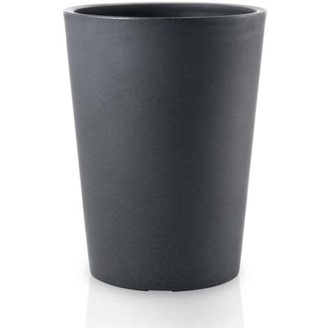 Vaso tondo alto ''Zamora Essential'' in plastica colorati da esterno per piante e fiori -43 cm / Antracite