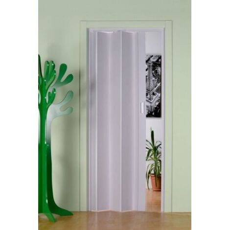 Porta a Soffietto 83x214 cm PVC Bianco Maniglia ABS Riducibile