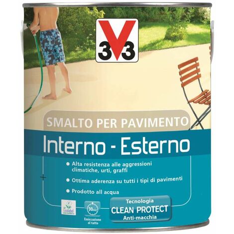 V33 – Smalto per pavimenti interni ed esterni all'acqua 0,50L – Colore mattone – Resistente a graffi e urti – Applicazione con pennello o rullo (1/4)