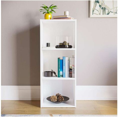 Libreria 3 ripiani bianca - 40 x 29 x 80 cm per ufficio o salotto