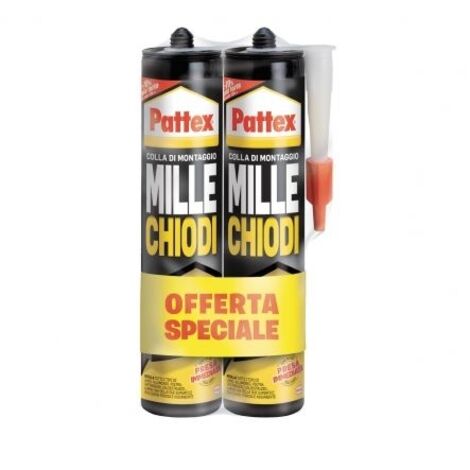 Pattex Millechiodi Forte e Rapido - Colla Senza Solventi, 2 Cartucce 400g