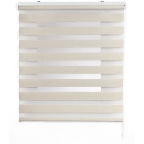 STOR PLANET - DUOLUX - TENDA A RULLO SEMIFILTRANTE CON FRANGE TRASPARENTI COLORE LINO - 140X180CM