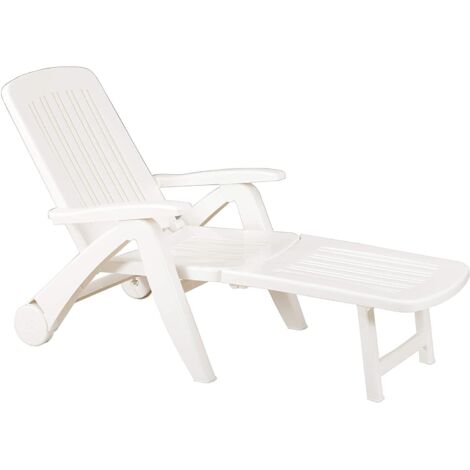 Lettino Pieghevole Cancun Bianco 72x190 cm con Ruote e Schienale Regolabile