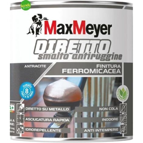Smalto diretto antiruggine ferromicaceo 750 ml – Idrorepellente e non cola – Resistente a intemperie e raggi UV – Applicabile su metallo senza fondo – Maxmeyer (1/4)