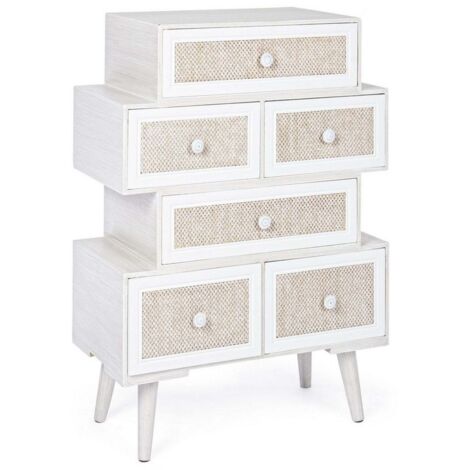 Bizzotto Cassettiera Montiel 3 Cassetti Bianco e Noce 38x30,5x72,5 cm (1/5)