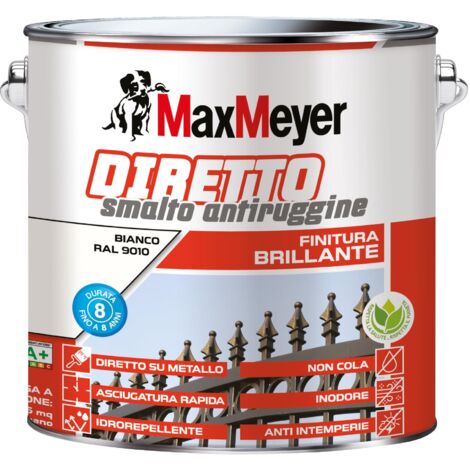 MaxMeyer Smalto Antiruggine Brillante Bianco R9010 2L per Interni Esterni (1/2)