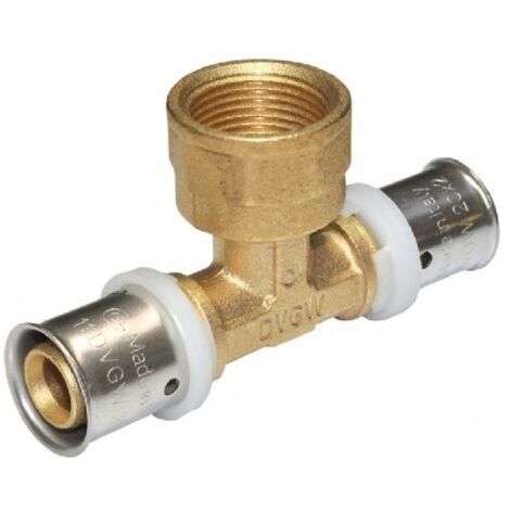 IDRO BRIC Raccordo Tee Femmina 1/2x20 A Pressare per Multistrato (1/3)
