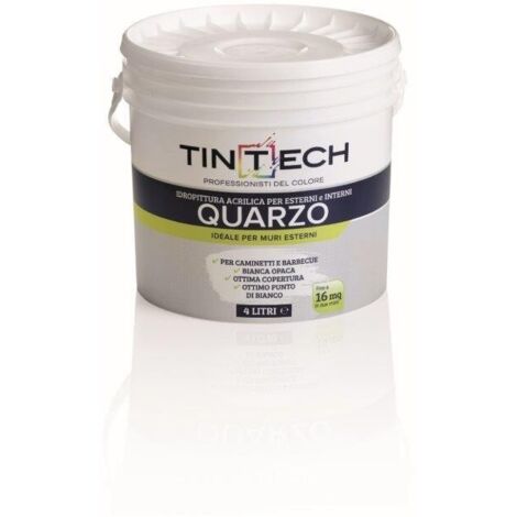Tintech Idropittura al Quarzo per Muri Esterni Barbecue e Caminetti Bianco Opaco 4 l