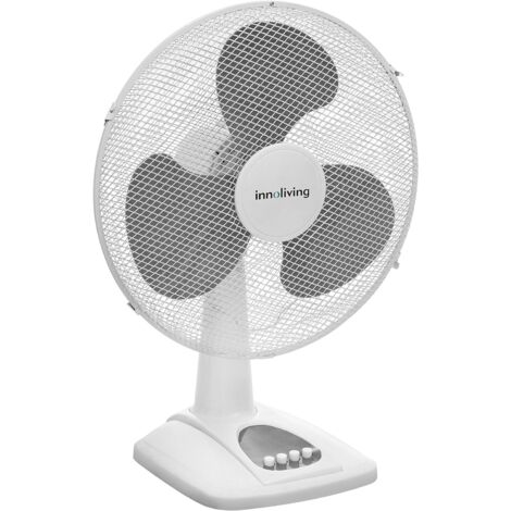 Innoliving Ventilatore da Tavolo 40cm Bianco 45W con 3 Velocità e Oscillazione