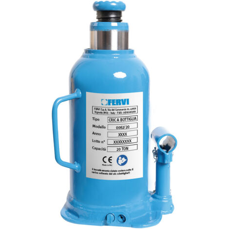 Fervi Cric A Bottiglia 20 Ton Blu Compatto e Portatile 150 mm Alzata