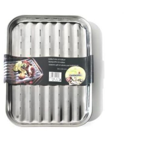 Vassoio grill acciaio inox 34 x 24 centimetri Ompagrill