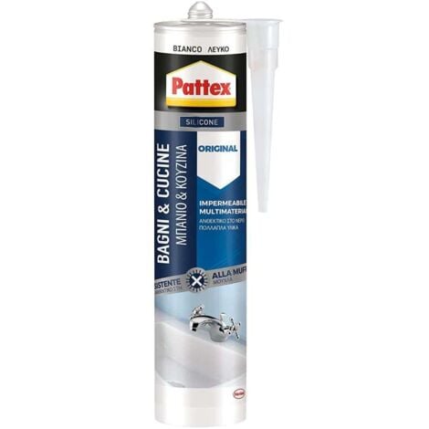 Sigillante Silicone Pattex Per Bagno E Cucina - Bianco, Resistente Alla Muffa, Impermeabile, 150ml