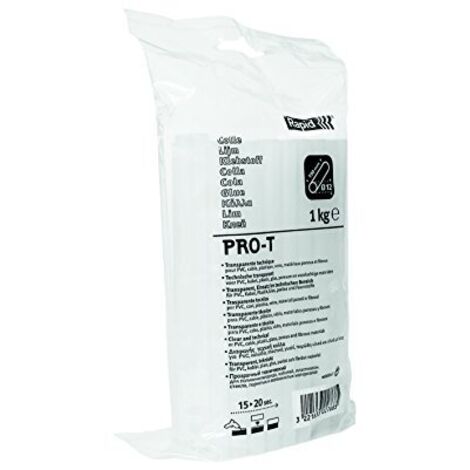 Rapid 40302768 12 mm Colla Professionale 12mm Speciale PVC e Cavi PRO-T, Trasparente, 1 kg
