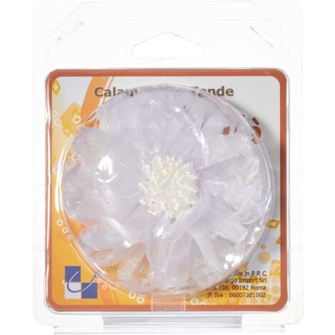 VOILA' - CALAMITA PER TENDA FIORE GRANDECON NASTRO IN ORGANZA COLORE BIANCO (1/2)