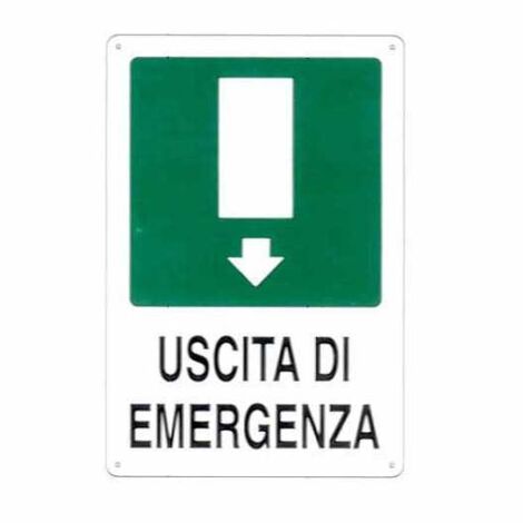 Cartello Uscita Emergenza Giu' 20X 30 Alluminio