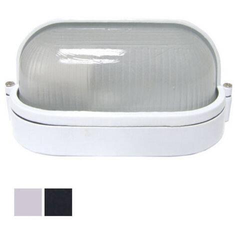 Plafoniera Ovale Kippen 4205S Con Palpebra Nera - IP44 Per Interni/Esterni, 20x12x10cm