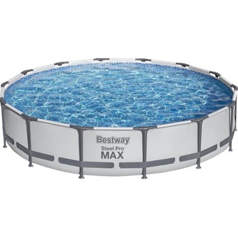 Bestway 56595-5 Set piscina fuori terra Steel Pro MAX rotonda 427x84 cm di colore grigio