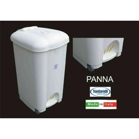 Pattumiera a Pedale Con Ruote Carolina 50 Litri Bianco 34,5x41,5xh 63,5 cm