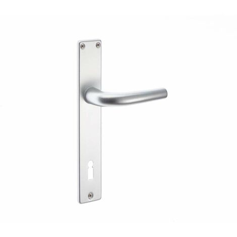 Maniglia con placca in alluminio finitura argento 70 mm