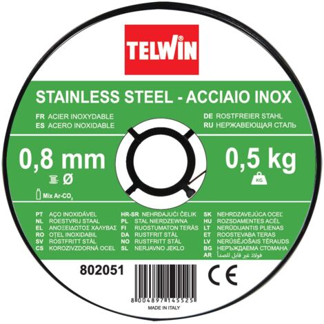 Telwin 802051 Bobina filo per Saldatura su Acciaio Inossidabile, D 0,8 mm (0,5 kg), Grigio