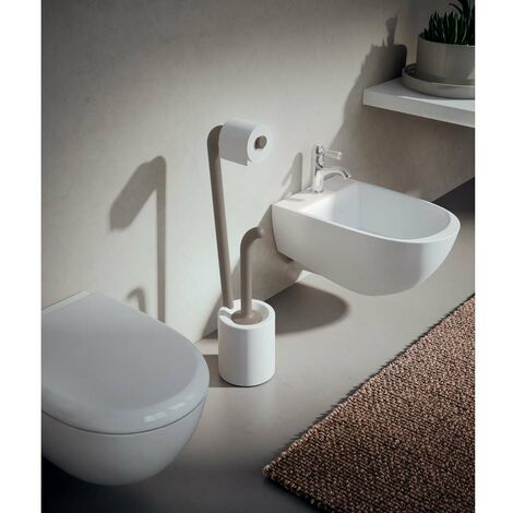 Gedy Piantana Portarotolo e Scopino WC - Bianco/Grigio - 698 mm