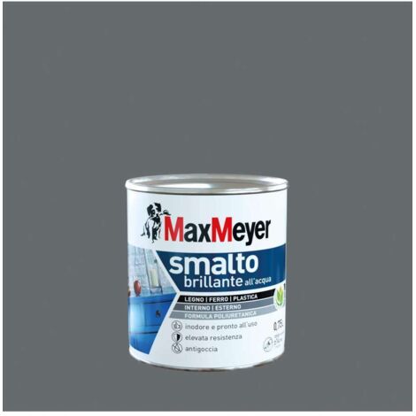 Smalto brillante a acqua colore grigio fumo  0,75lt