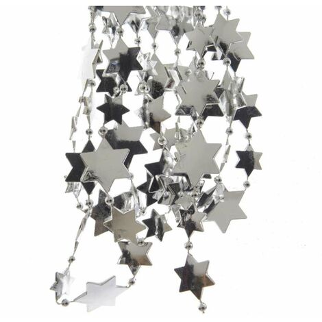 Ghirlanda Decorativa A Stelle In Carta A Specchio Argento - Lunga 3,6 Metri Per Feste E Decorazioni - 4