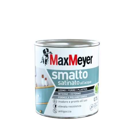 Max Meyer Smalto Satinato Bianco 0,75 l - Vernice per Legno, Ferro e Plastica