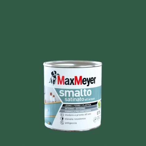 MaxMeyer Smalto All'Acqua Poliuretanico Satinato, Verde Scuro, 0.75L