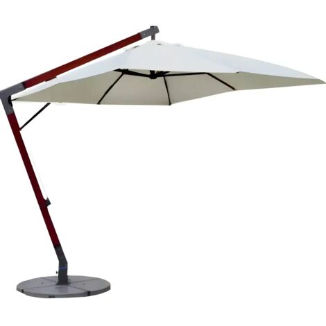 Ombrellone da Giardino 400x300 cm Legno Nyatoh Ecrù Palo Laterale