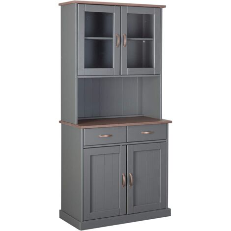 Credenza vetrina in legno massello 2 ante 2 cassetti cm 90 x 45 x 191 inter link luzerna - Inter Link