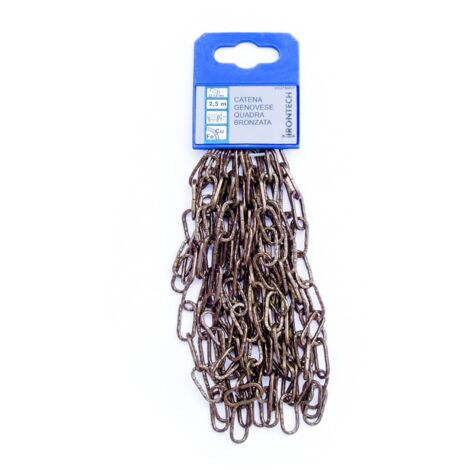 Catena genovese pretagliata maglia quadra Diam. 2 mm. in acciaio bronzato 2,5 mt.